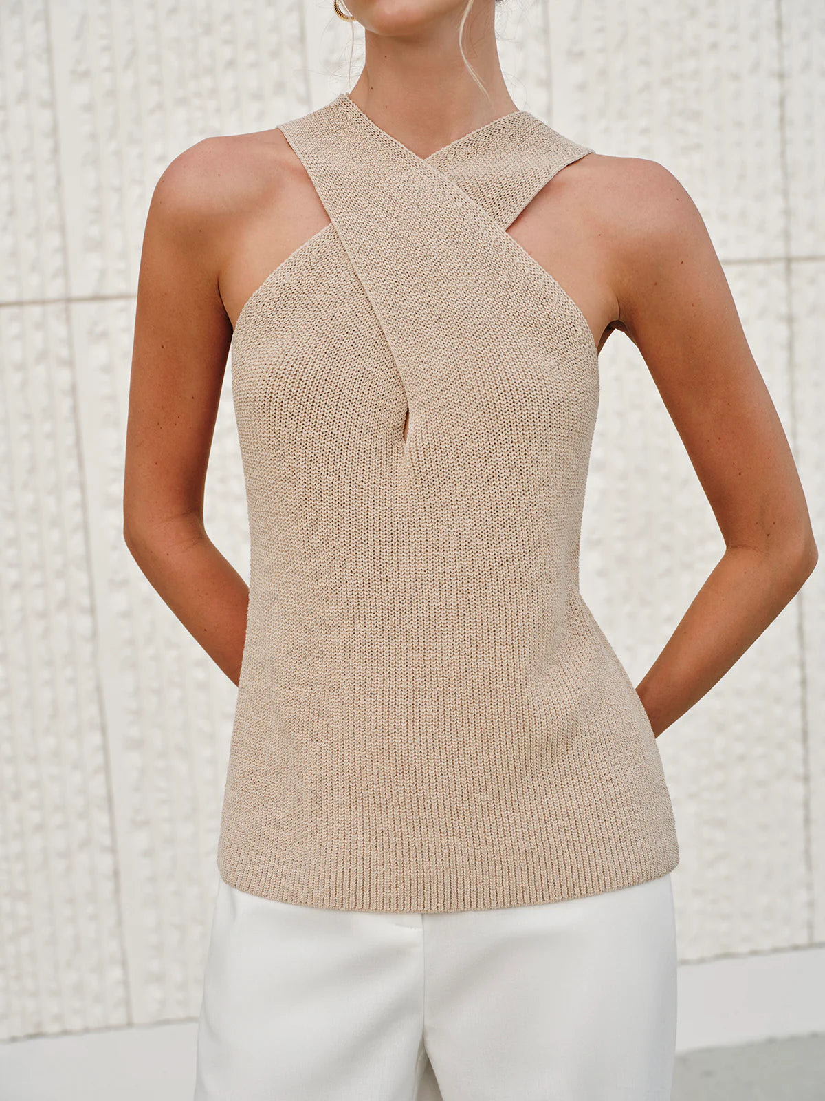 Vera | Halter Cross-Over Collar Tank Top
